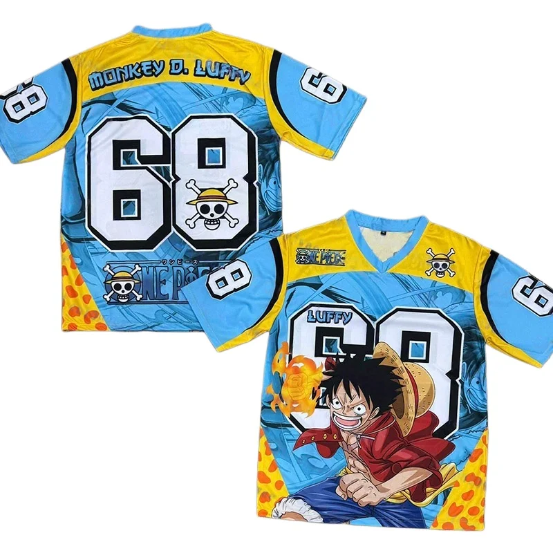 Bandai 2026 Hot Selling Anime Football Shirt Summer Breathable Jersey Retro Fashion Sports Role-playing T-shirt Family Matching