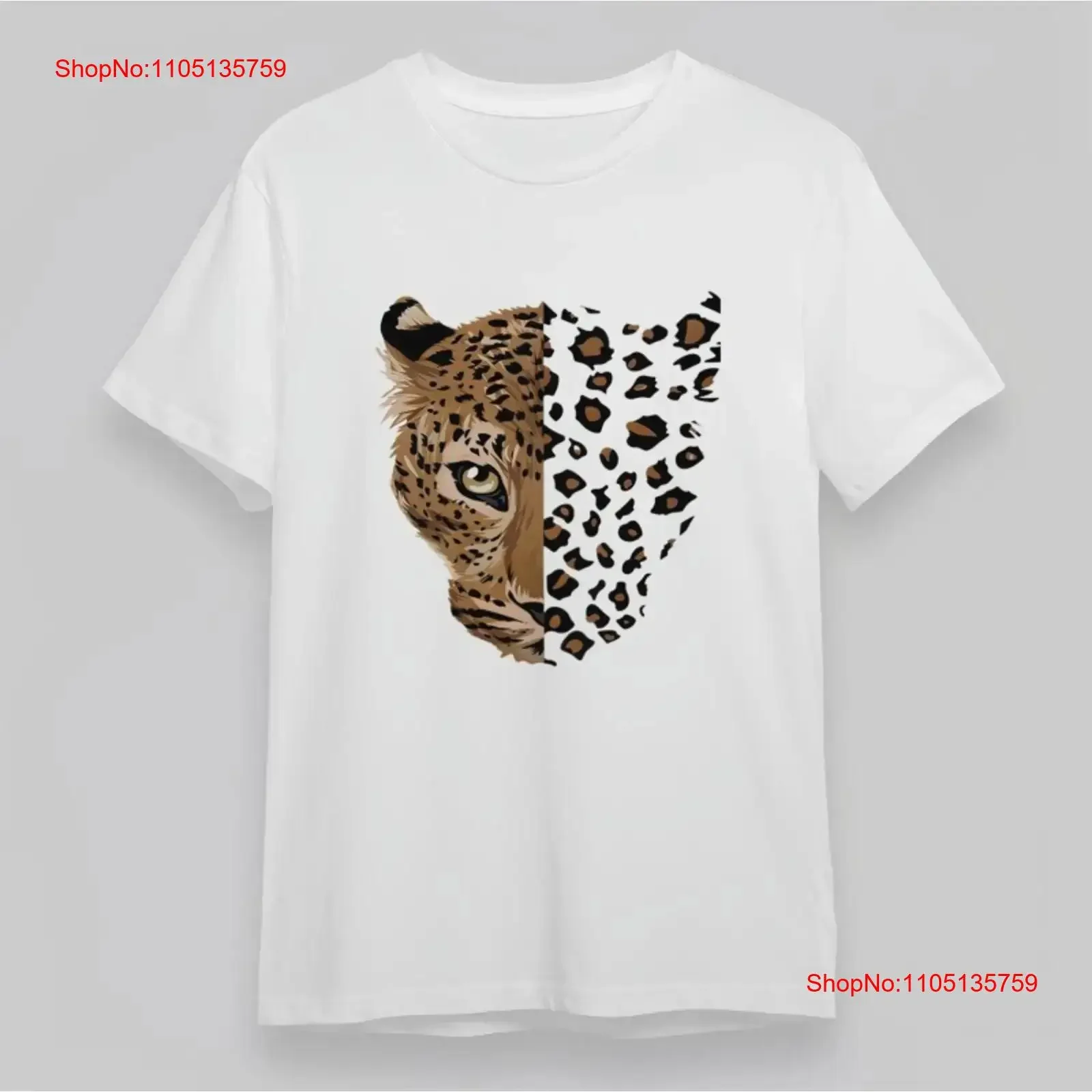

Женская мягкая классическая футболка с реалистичным леопардовым принтом на половину лица и животного, винтажный стираный топ для повседневной носки, слегка дышащий