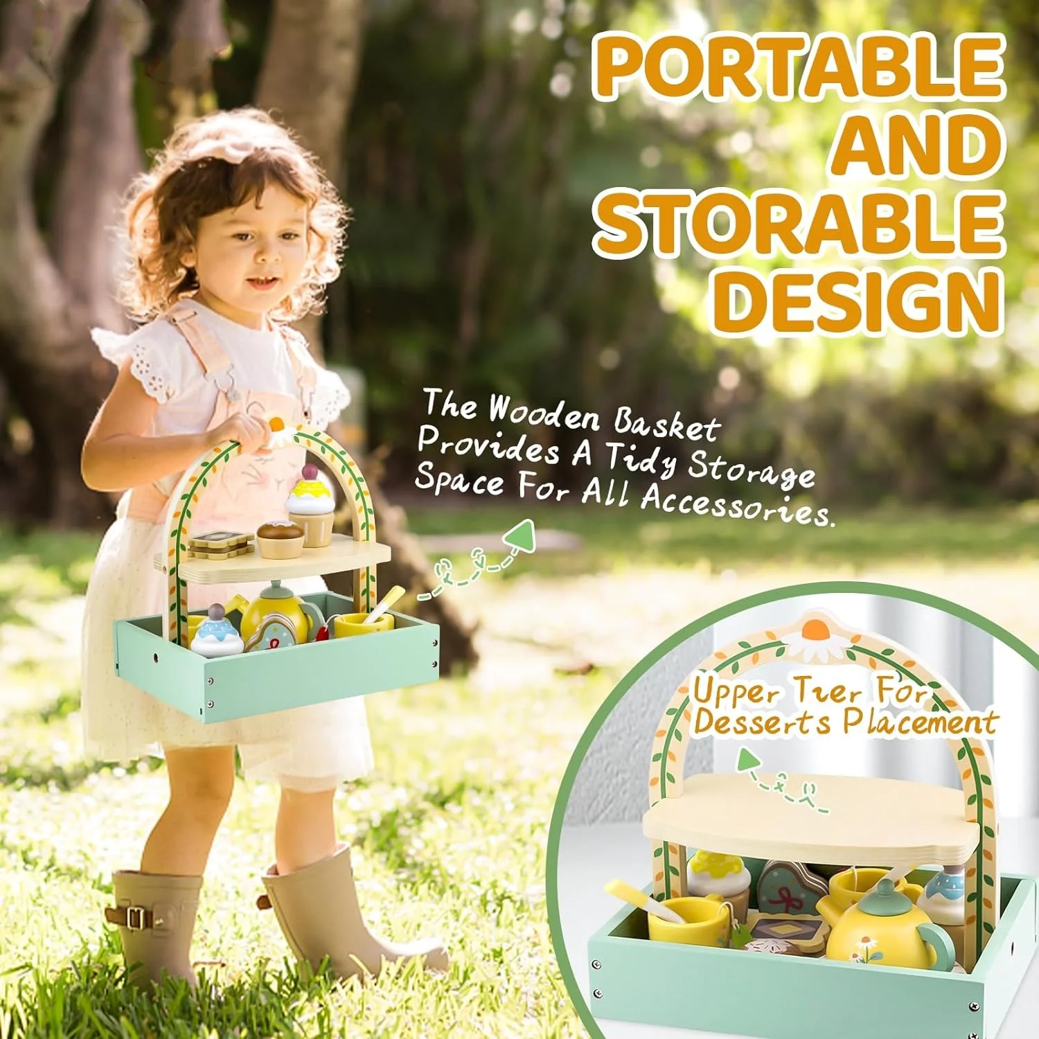 Kids Pretend Play Afternoon Tea Set Toy Pretend Play Food Children's Role Play Game Play House Kitchen Accessories Gift for Girl