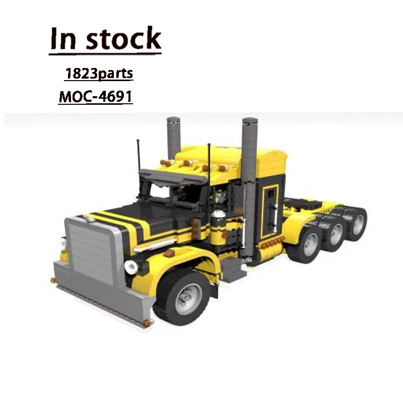 MOC-4846 & MOC-4691 세미 트레일러 트럭 빌딩 블록 모델 MOC 크리 에이 티브 소년 어린이 생일 빌딩 블록 장난감 선물