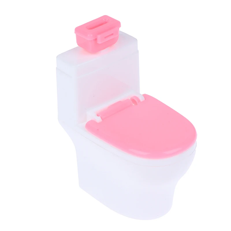 

1Pc 1:12 Dollhouse Mini Bathroom Modeling Toilet With Paper Box Doll House Miniature Baby Pretend Toys Dolls Accessories