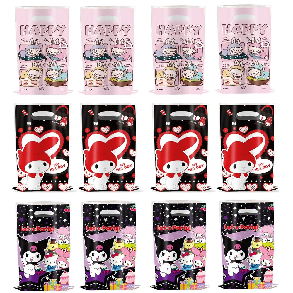 New Kitty Kuromi Gift Bags Kid Girls Favors Happy Birthday Party Decoration Candy Bag Set Box Packaging Kawaii Gifts Toy Supplie