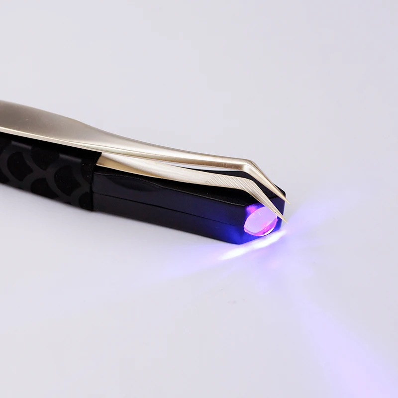 1 conjunto multifuncional ultravioleta uv cola cura lâmpada pinças de extensão de cílios maquiagem aço inoxidável 3d clipe preciso cílios