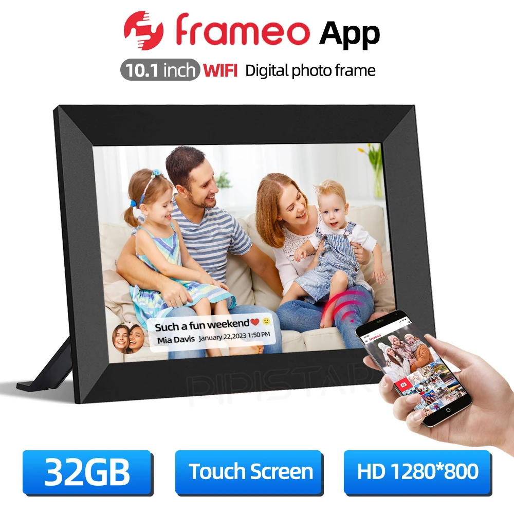 

10.1-inch WiFi digital photo frame 1280P resolution Frameo touch screen can be wall mounted