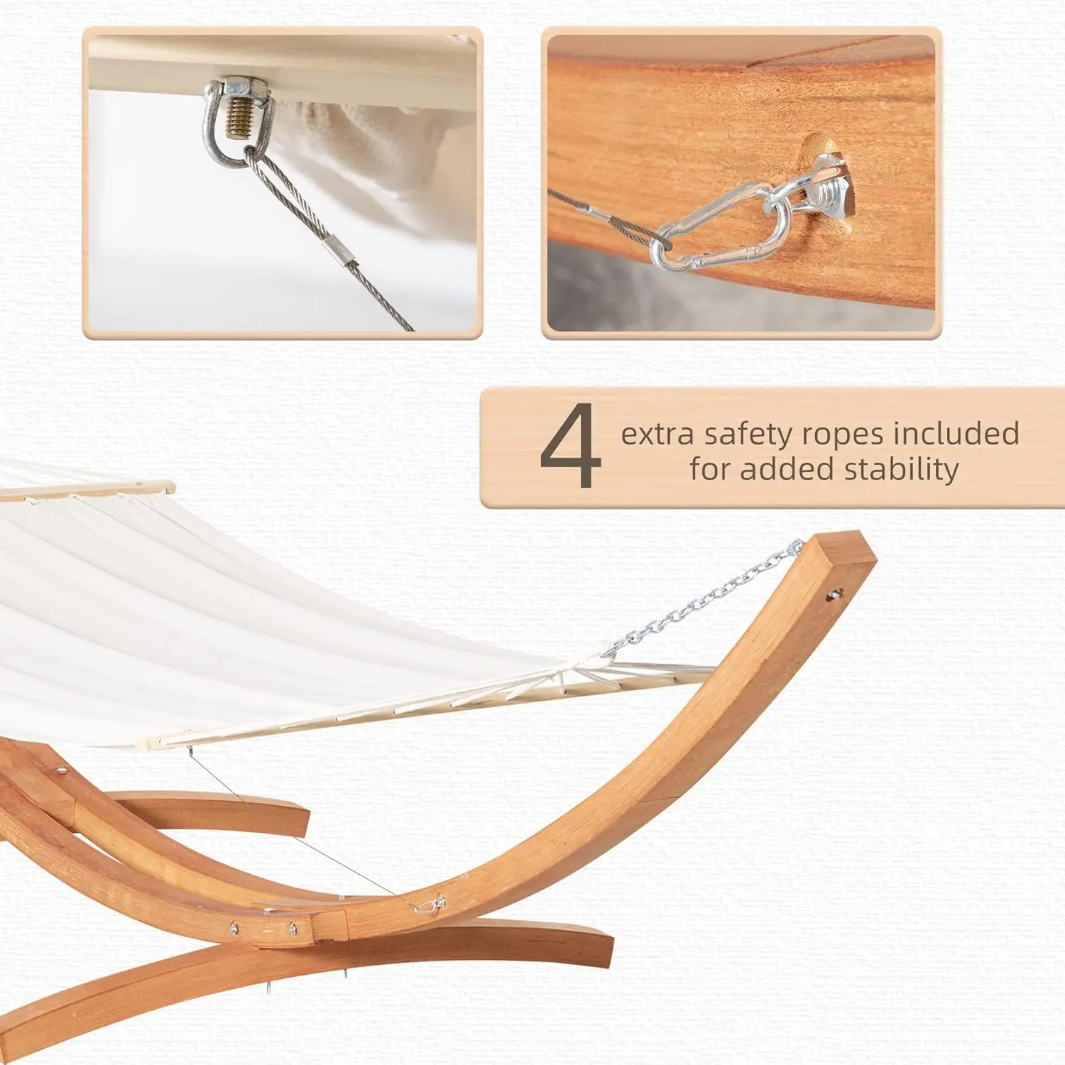 Hammock ao ar livre com suporte, extra grande, Heavy Duty, moldura de madeira, nenhuma árvore necessária, interior, exterior, estilo Boho, Nap Be, 12,8'