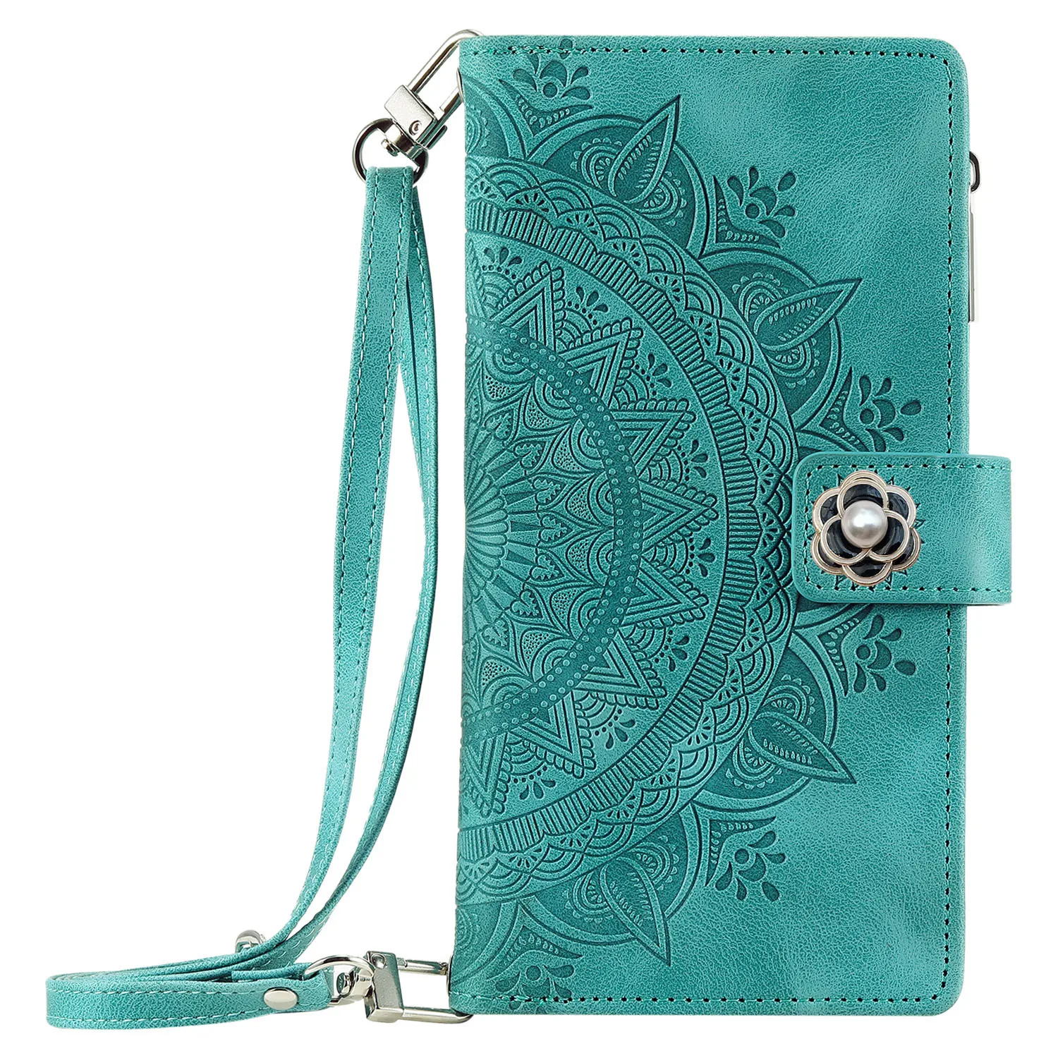 Multi 8 Cards Zipper Wallet Case For Nokia G60 G22 G21 G20 G11 G10 2.4 Crossbody Lanyard Leather Anti Drop Wrist Flip Cover view 3
