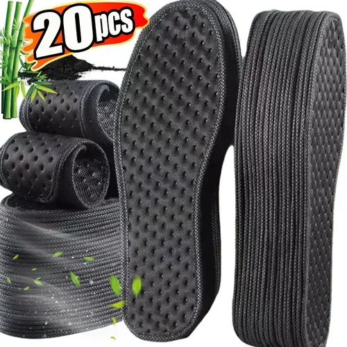Imagen 2 del producto Plantillas desodorantes de carbón de bambú para hombre, almohadillas de malla transpirables para absorber el sudor, para correr, deporte, plantilla ligera, 2/20 piezas