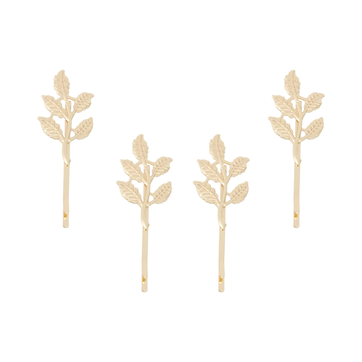 

4 Pcs Golden Leaf Hairpin Alloy Clip Stylish Accessories Simple Bobby Bang Bride Clips