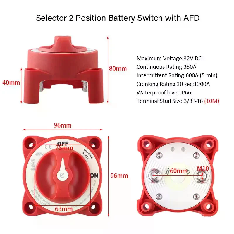 New 4 Position Battery Disconnect Switches AFD: 1Pcs 32V 350A Luminous Isolator Rotary Switch Marine Boat Truck RV
