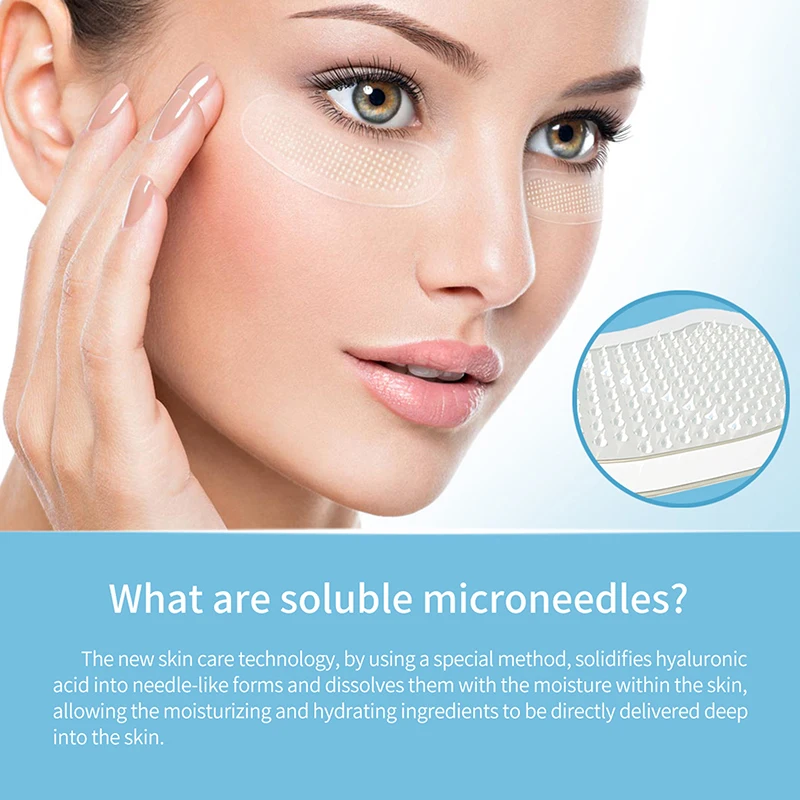 1Pair Microneedle Eye Patches Mask Soluble Hyaluronic Acid Blemish Treatment Sticker 0.25mm Needle Length 2000 Microneedle image 4