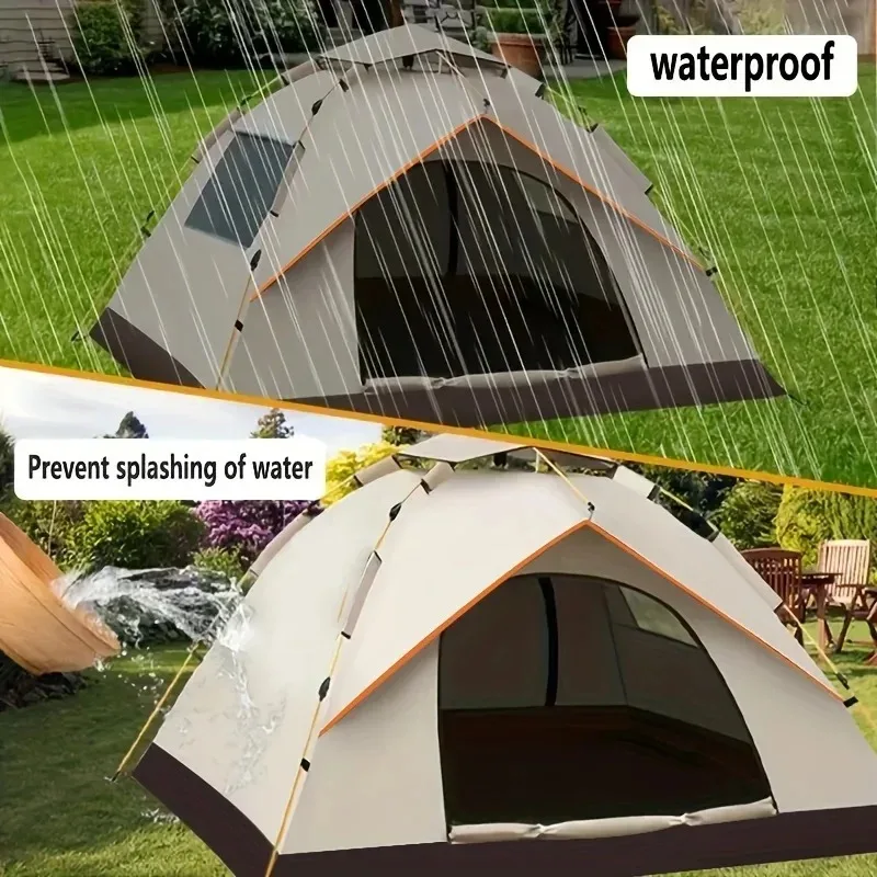 Triangle-Shaped Waterproof Outdoor Tent - Durable Polyester, Easy Setup, Double Layer Protection, Dual Doors, Hydrophobic Fabric