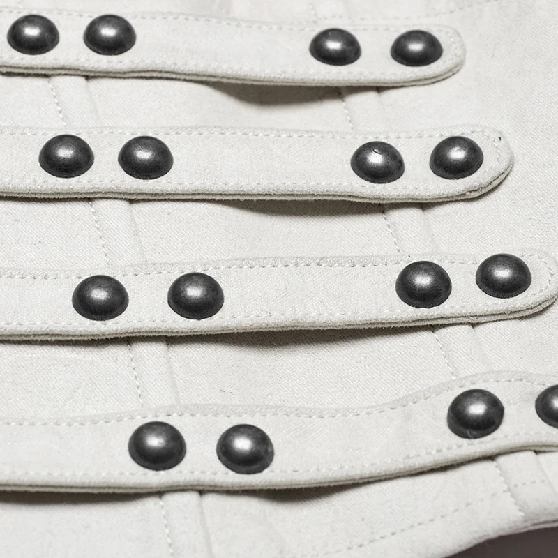 PUNK RAVE Women's Punk Faux Leather Retro Sexy Corset V-shaped Design Metal Avant-garde Adjustable Drawstring Accessories