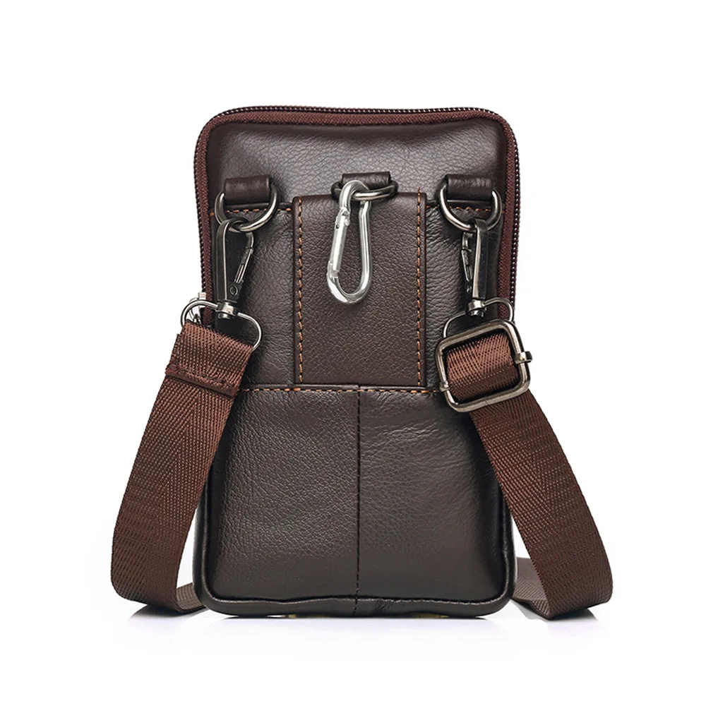 Men Cell/Mobile Phone Case Waist Fanny Pack Bag Genuine Leather Fashion Casual Male Hook Messenger Cross body Hip Belt Bum Bag