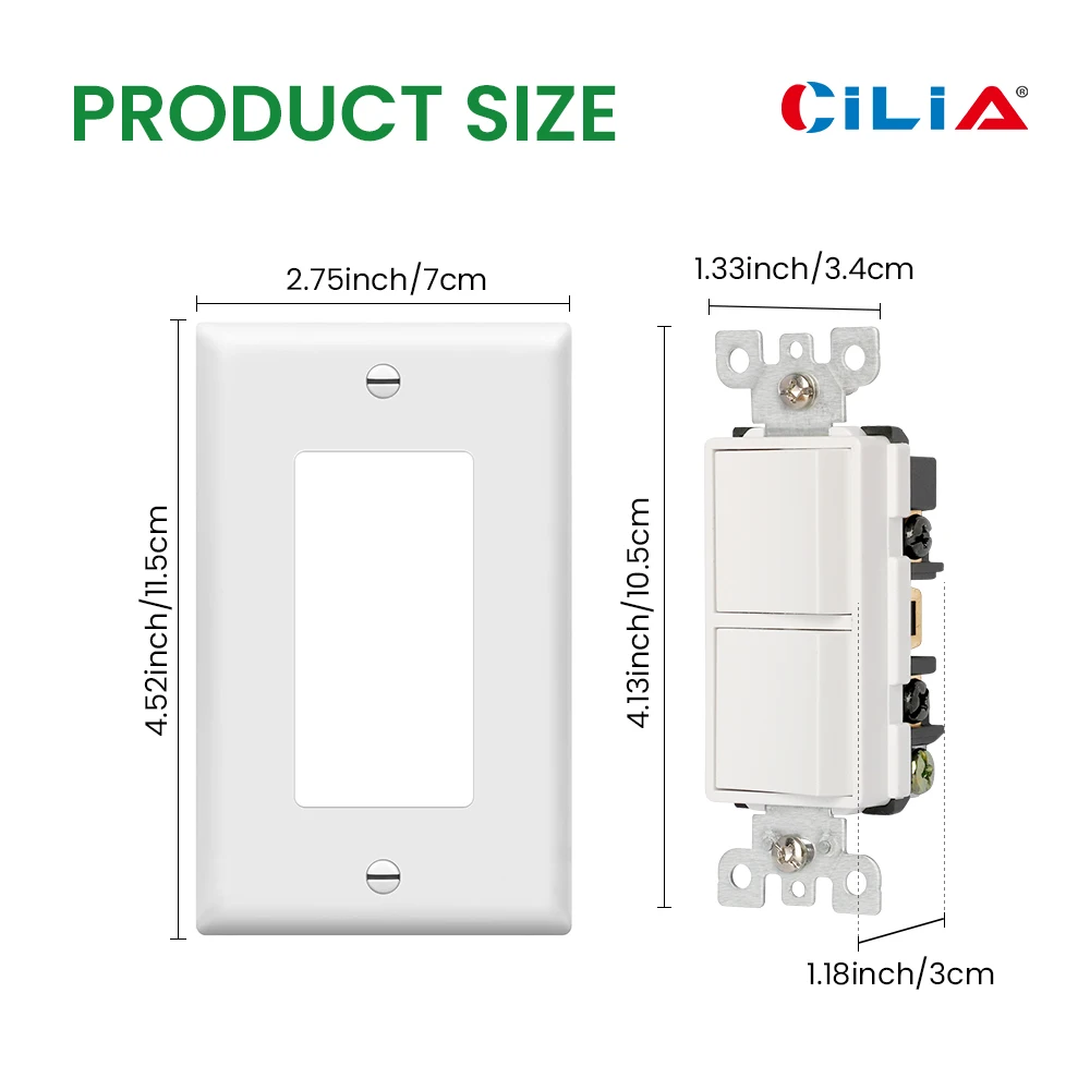 One equipped with American standard double switch, large size, PVC white panel, wall panel light switch socket cover, family ess