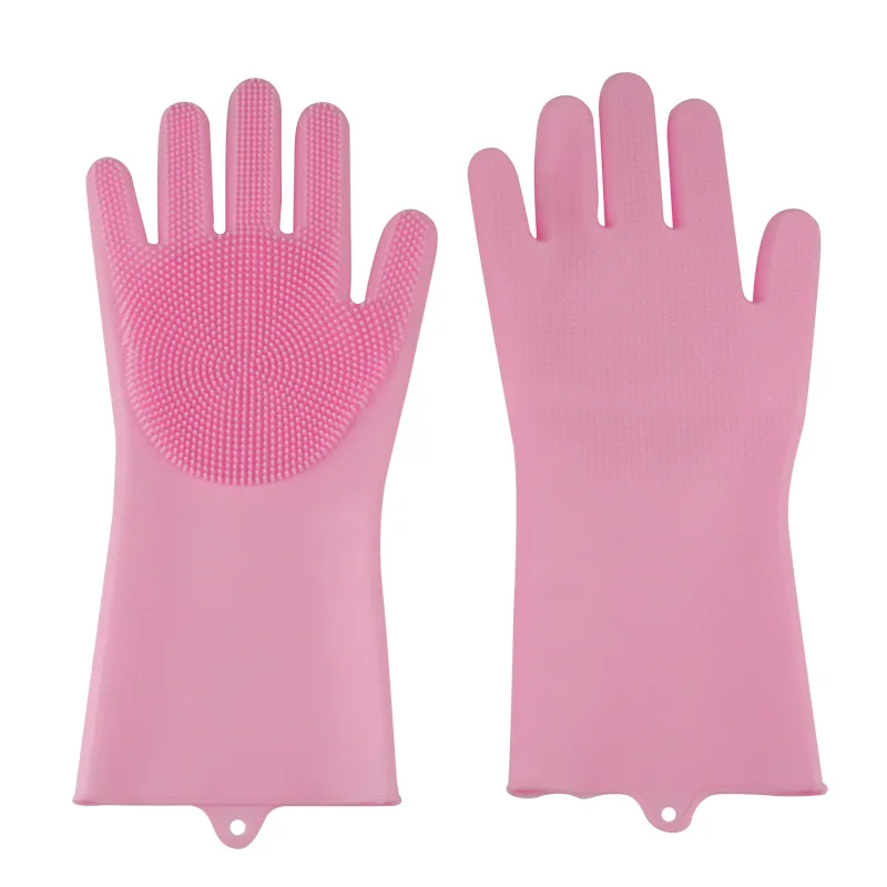 Silicone Dishwashing Gloves for Household Use Kitchen Cleaning Gloves Car Washing Clothes Washing Bathing Gloves Cleaning Tools