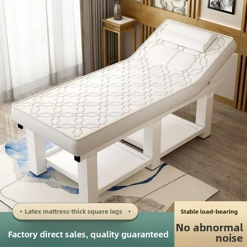 Solid Wood Latex Thickened Beauty Bed for Spa Clinic Home Nail Lash Therapy Massage Table Professional Use Spa Bed Tattoo Bed