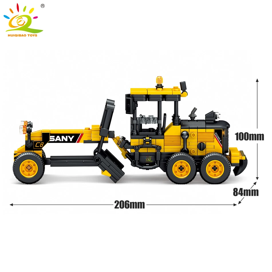 HUIQIBAO Engineering Truck Building Block Excavator Bulldozer Crane Car Brick City Construction Toy For Children Boy Adults Gift