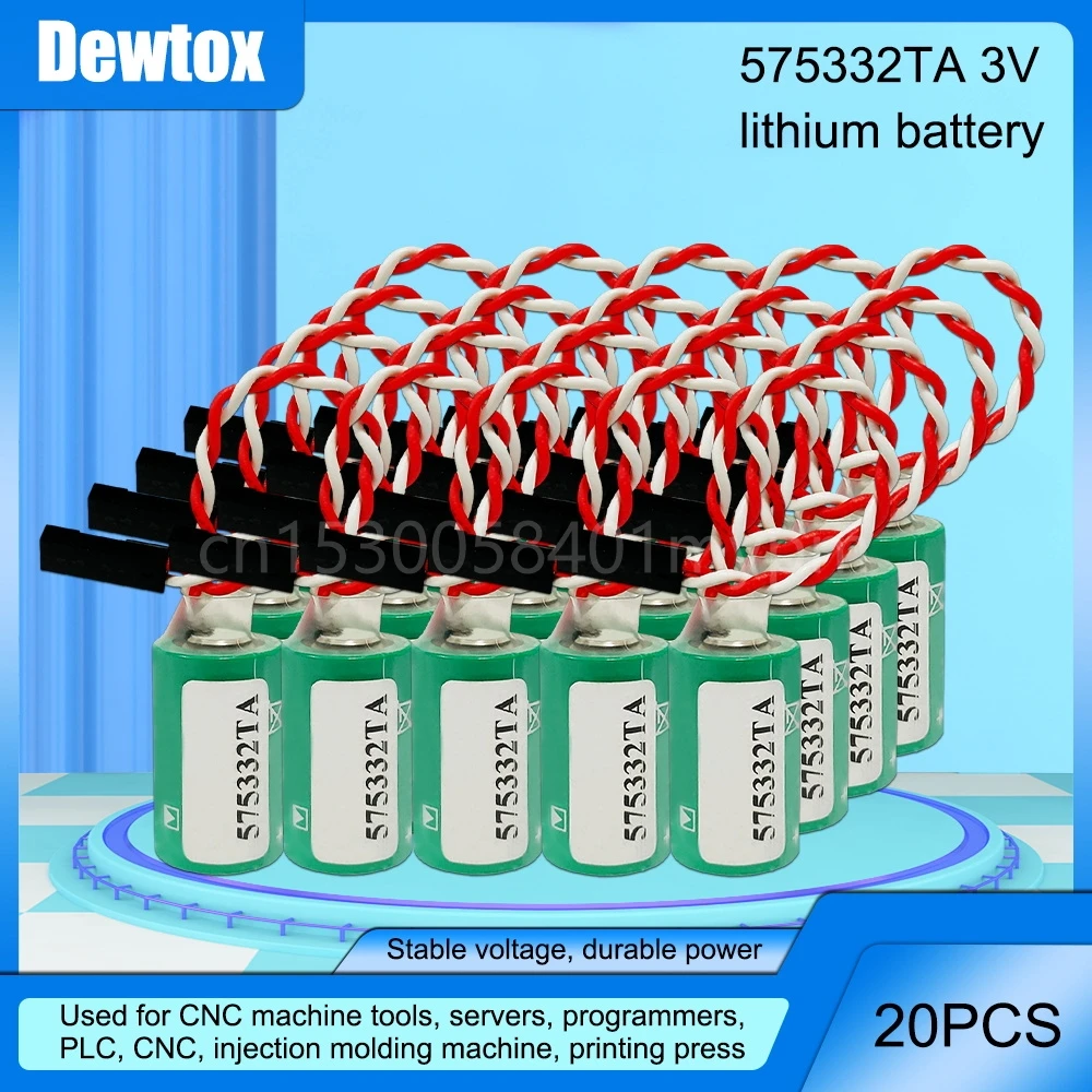 

20PCS 3V 950mAh 575332TA 3V 840D 810D 6FC5247-0AA18-0AA0 PLC Lithium Industrial Battery 2-wire Black Plug