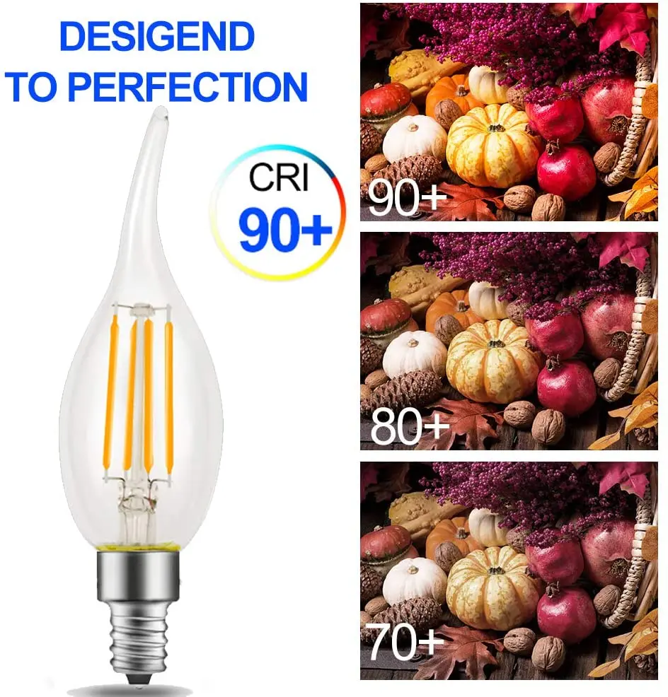 C35T E14 Led Light Bulbs E12 110V 220V Filament Candle Lights 4W 6W Chandeliers Replacement Ceiling Lamp Vintage Decoration Home