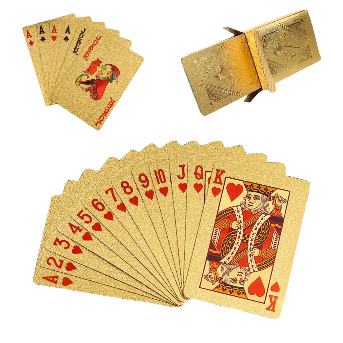 55pcs  Plastic High Quality Poker Cards New Gold Silver Dollar Euro Golden Rose Magic Waterproof Playing Cards Game 5.7 x 8.7CM