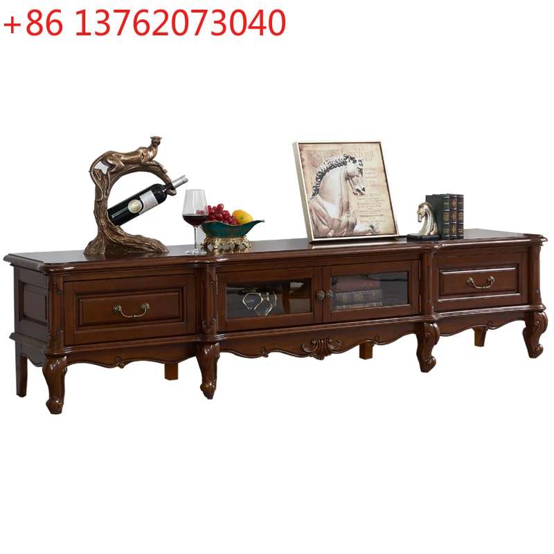 

Американский классический шкаф для телевизора из цельного дерева, оригинальная резьба по дереву, цветок для гостиной, 2,2 метра, европейская мебель