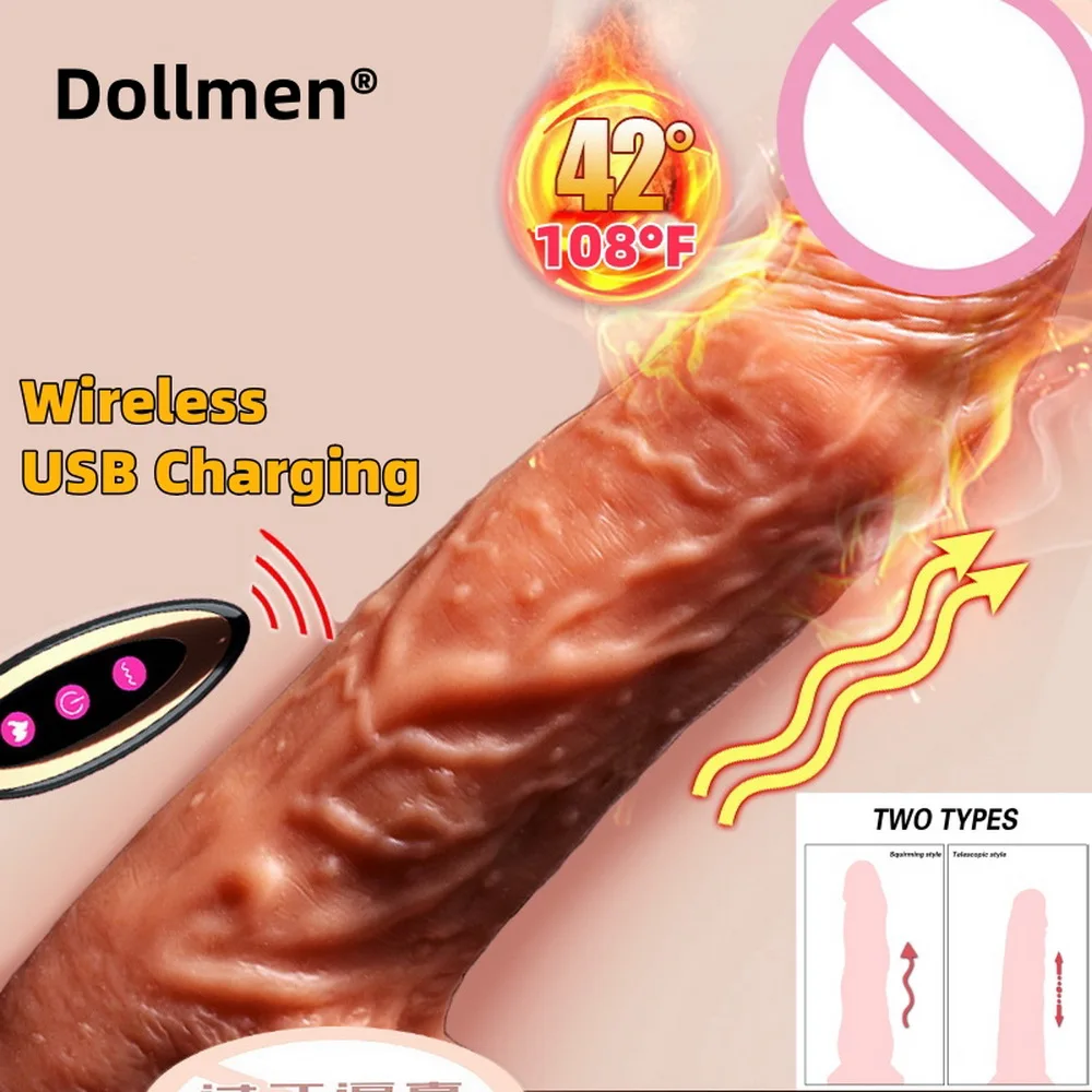 Electric Vibrator Heated Remote Dildo Realistic Penis Didlo Female Masturbator Adult Dick Telescopic Squirming Wibrator Dilldoo