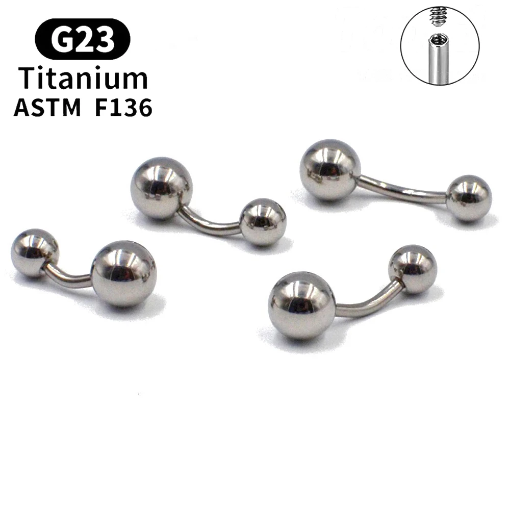 ASTM F136 G23 التيتانيوم الكلاسيكية جولة منحني الحديد مثير المرأة السرة ثقب الجسم مجوهرات 14 جرام