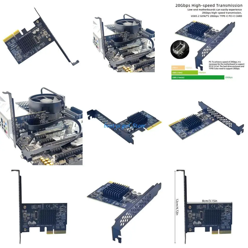 

C7AB PCIEXPRESS 4X TO TYP C USB 3.2 Gen2x2 Внутренняя карта расширения на 20 Гбит / с вниз для USB3.0 USB2.0 ПК.