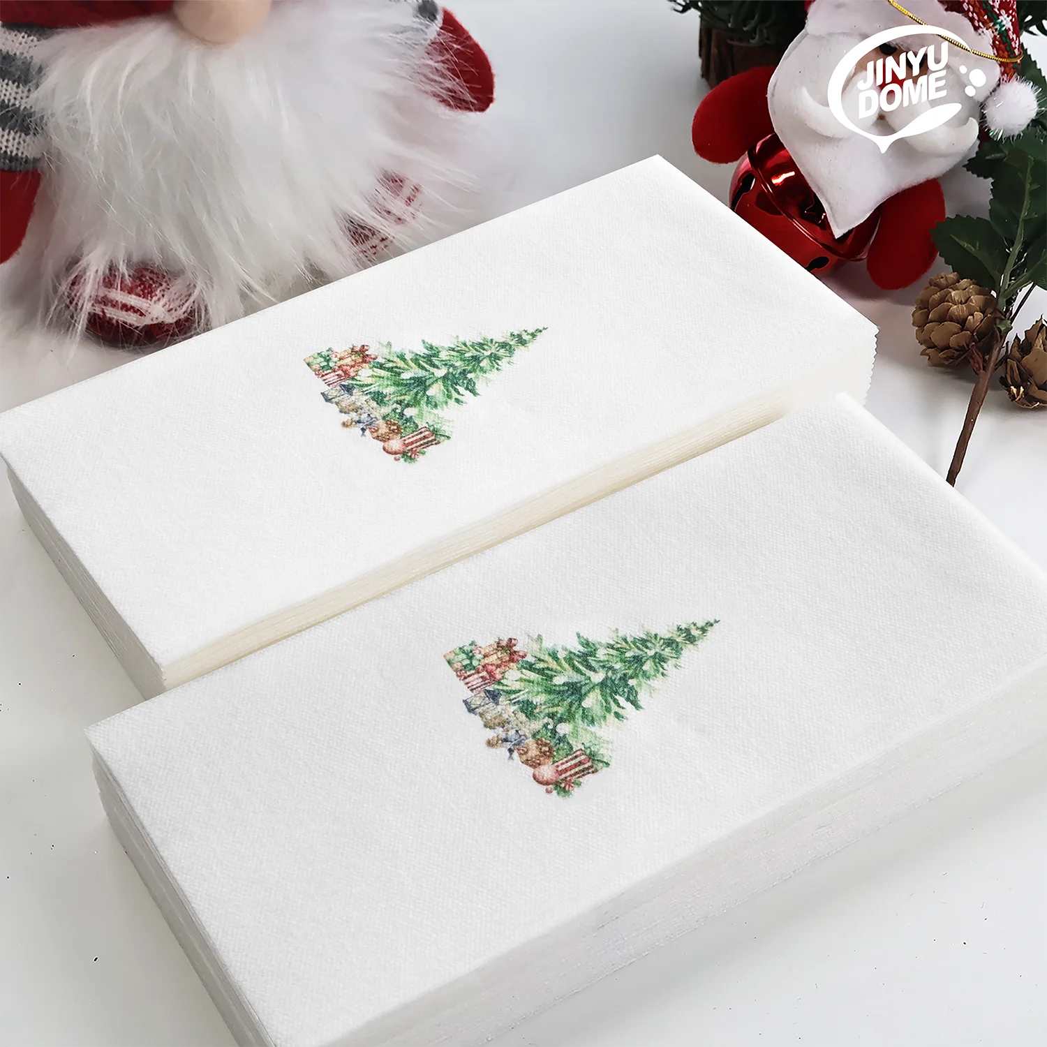 25/50Pcs Disposable Dinner Napkins Linen-Feel Christmas Tree Design for Holiday Family Parties Christmas Party Gift Towels