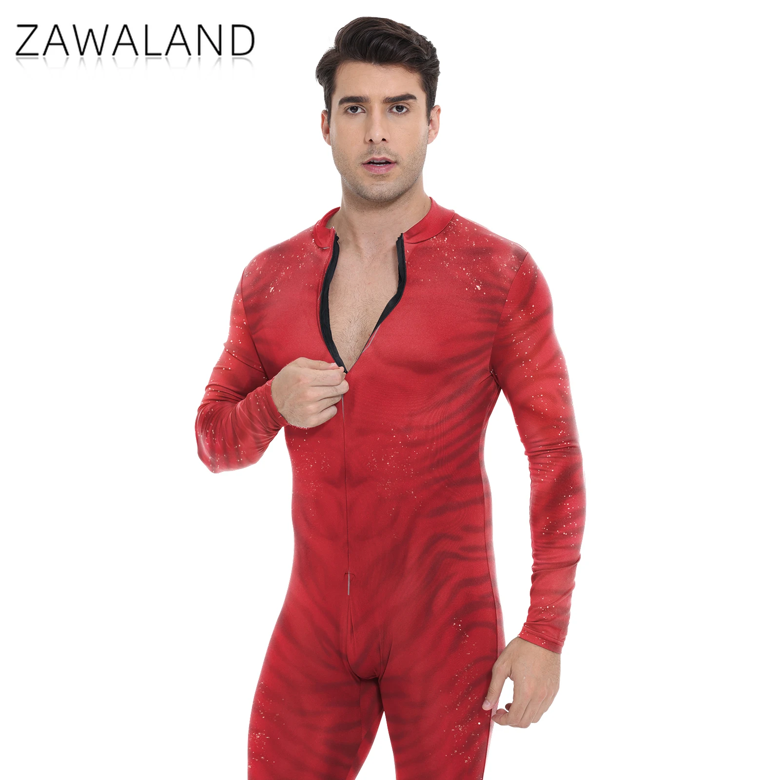 

Avatar Cosplay Costume Halloween Stage Performance Bodysuit Carnival Party Outfit Male Long Sleeve Zentai Suit with Front Zipper