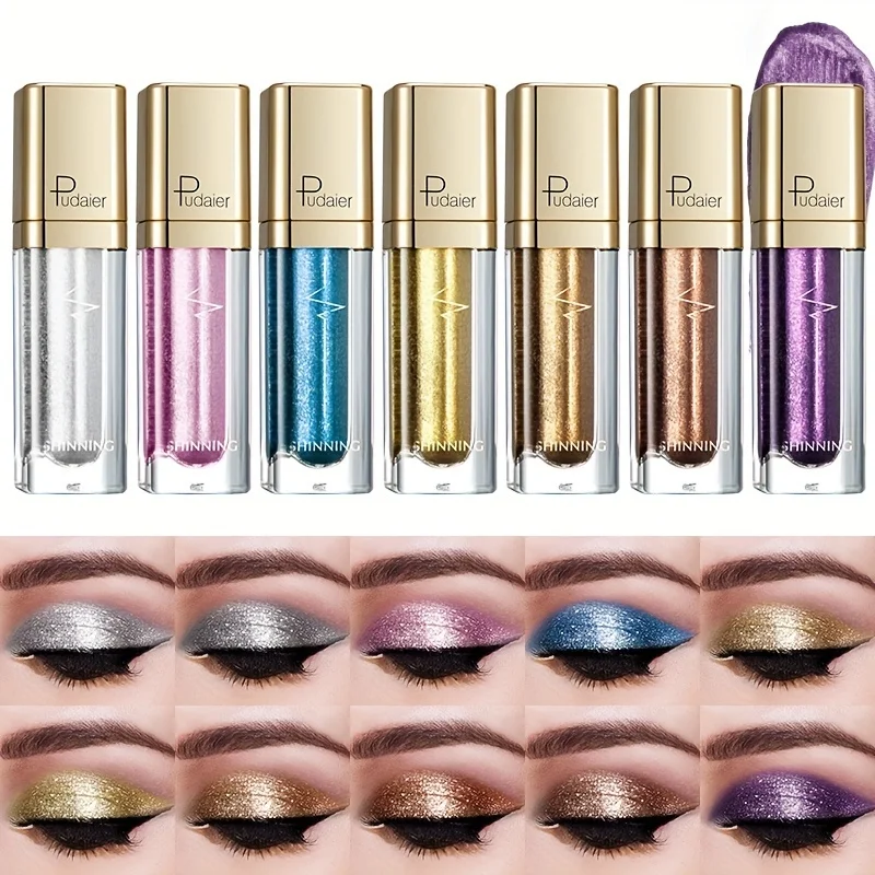 Pudaier Sombra de ojos brillante Sombra de ojos nacarada de diamante Sombra de ojos