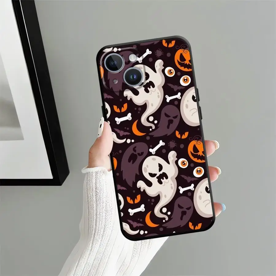 حافظة لهاتف آيفون 7 8 12 14 X XS XR 17Air 11 SE 17 16 Pro Max 13 Mini 15 Plus غطاء هاتف خلفي ناعم Monster Halloween Ghosts Cool