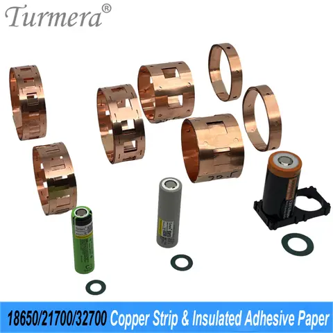 Turmera 12V 24V DIY Battery Pack T2 Copper Strip Bracket Holder Insulation Gasket Barley Paper for 18650 21700 32700 Batteries