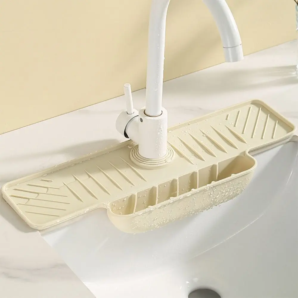 New Silicone Kitchen Faucet Mat with Sponge Holder Durable Sink Splash Guard Pad Splash Proof Sink Sponge Holder Bathroom