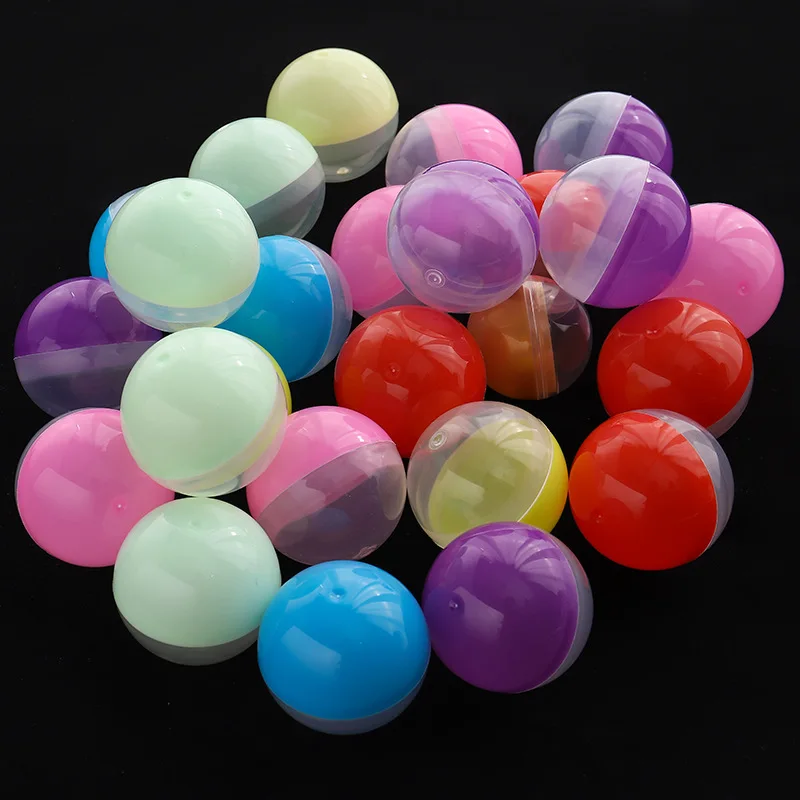 100 Pz/lotto 50mm Mezza Trasparente Mezza Solido Arcobaleno Colorato Capsula di Plastica Giocattolo Gachapon Uovo per la Distribuzione Vuoto Giocattoli di Plastica palla