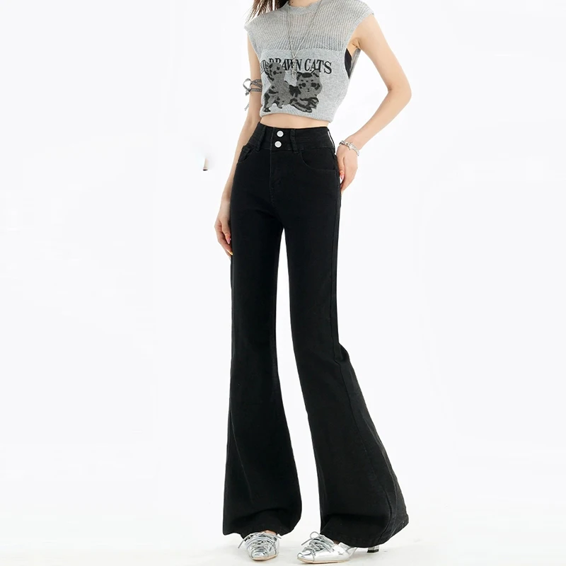 

Black High Waist Straight Leg Jeans Women's Spring Autumn New Style Slimming Floor Length Wide Leg Pants Guangzhou Xintang