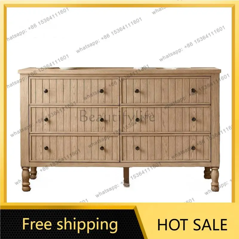 XX. American log wind solid wood six-chest cabinet simple master bedroom locker