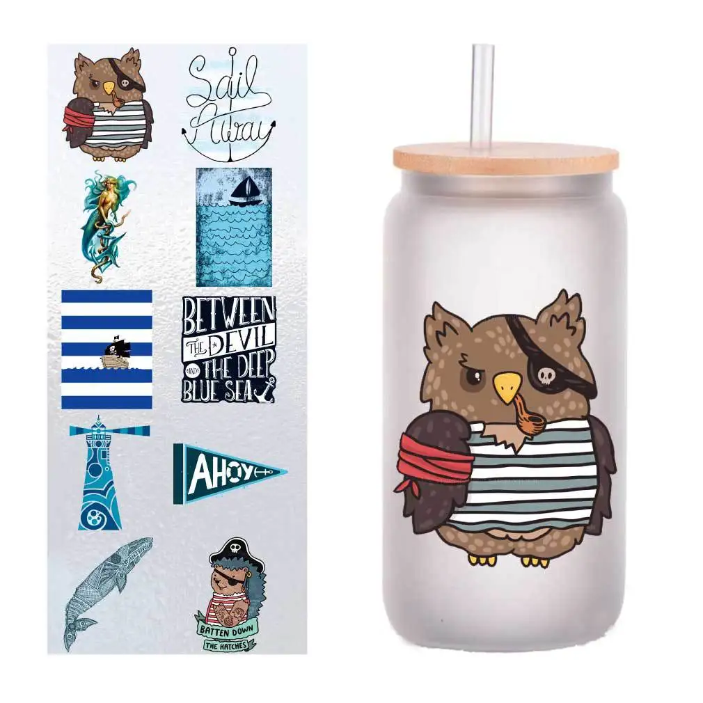 

10 PCs/Pack Cartoon Navigator Explorer UV transfer sticker Crystal label Cup sticker customized four inches