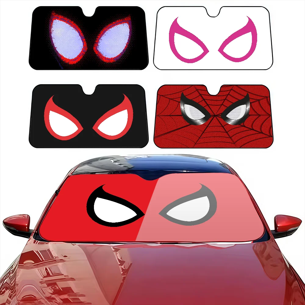 S-Spider Man Cool eye Funny Car SunShade Windshield Anti-UV Protection Front Sun Shade Interior Cooling  for Vehicle