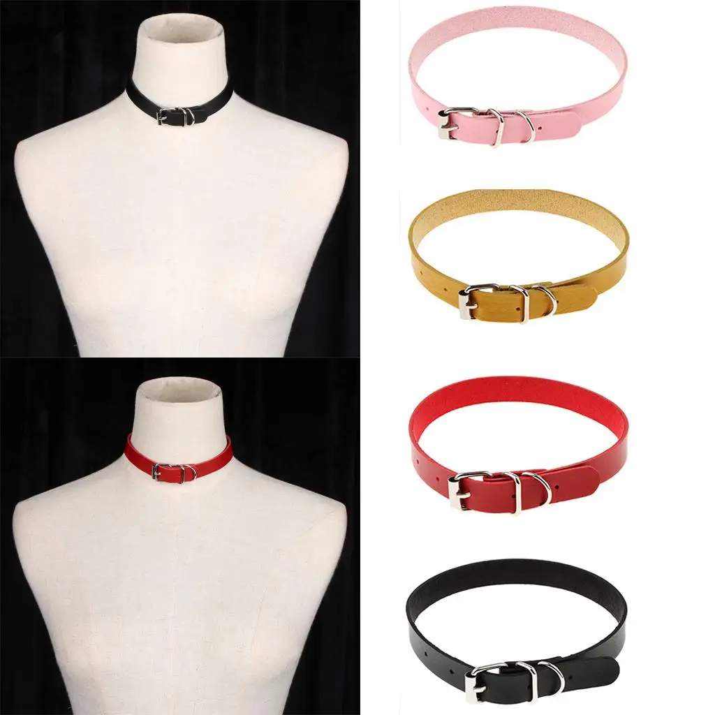 Punk Gothic Leather Choker Necklace Belt Buckle Women Fashion Punk Accessories