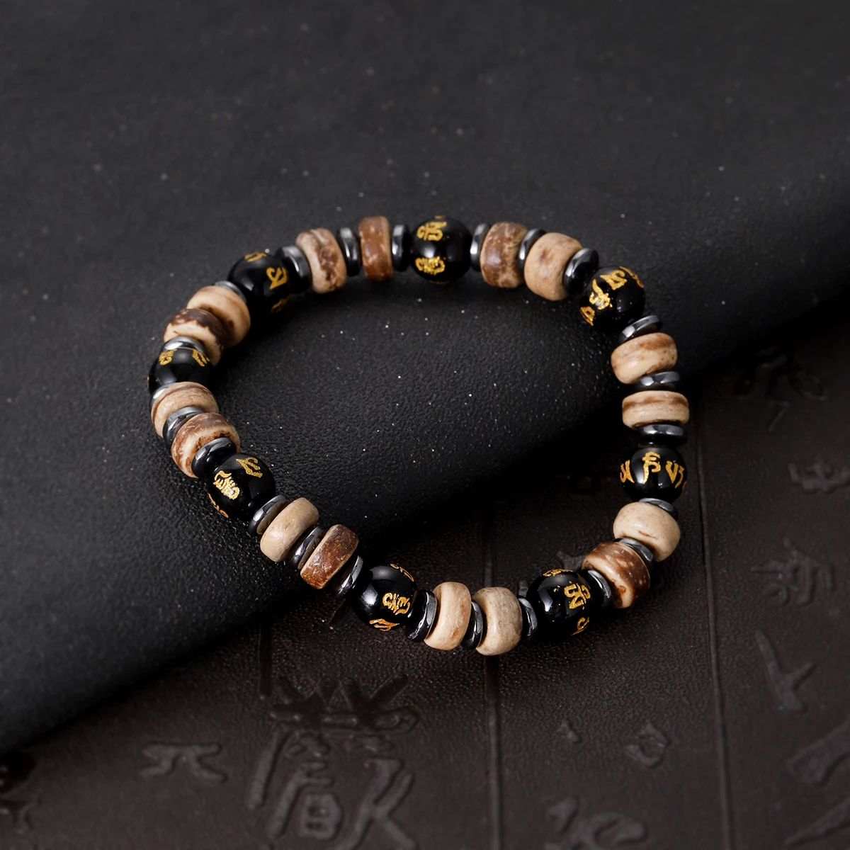 Ethnic New Buddha Stone Obsidian Hematite Bracelet for Men Vintage Natural Coconut Shell Beads Handmade Bracelets Homme Jewelry