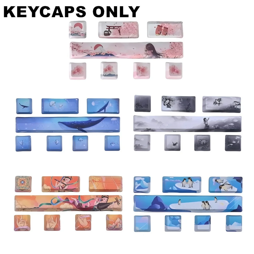 

8Pcs PBT Keycap Set OEM Profile Dye-Sublimated Legends for Mx cherrySwitch Mechanical Keyboard Kit