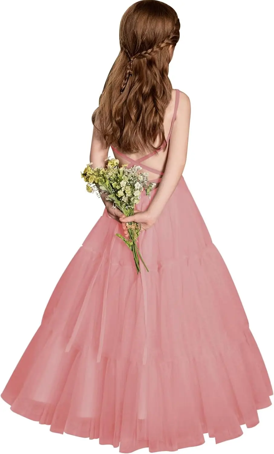 بوهو زهرة فتاة اللباس تول الكشكشة فساتين رسمية لحفلات الزفاف عارية الذراعين حزب عطلة بالتواصل زهرة فتاة اللباس #1