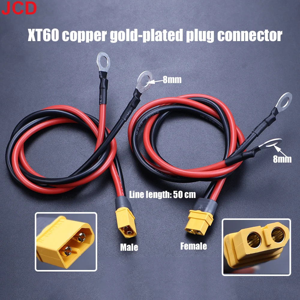 JCD Cable Connector Adapter XT60 to O Ring Eyelet Terminal Plug Connector Cable 12AWG Silicone Wire Charger For RC Lipo Battery