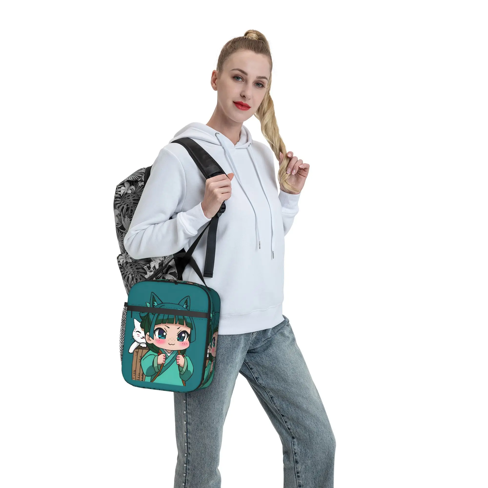 Maomao Chibi Isolierte Lunchtasche, Thermotasche, wiederverwendbar, Lunchbehälter, The Apothecary Diaries, tragbare Lunchbox, Lebensmitteltasche – Detail 7