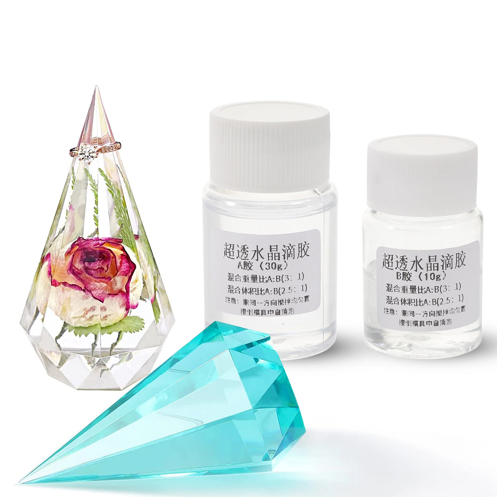 

2 Sets 3:1 Clear Epoxy Resin Glue Crystal Ab Transparent For Jewelry Casting Coating Diy Crafts Wood Glass Metal Filler Kit