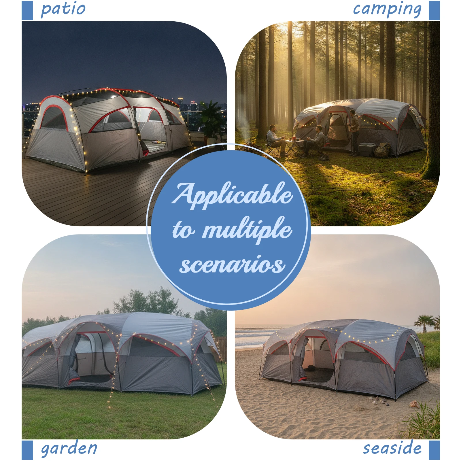 8 Person Family Tent Large Capacity Spring Camping Beach Outdoor Relaxation Group Shelter Ideal for Camping Activities