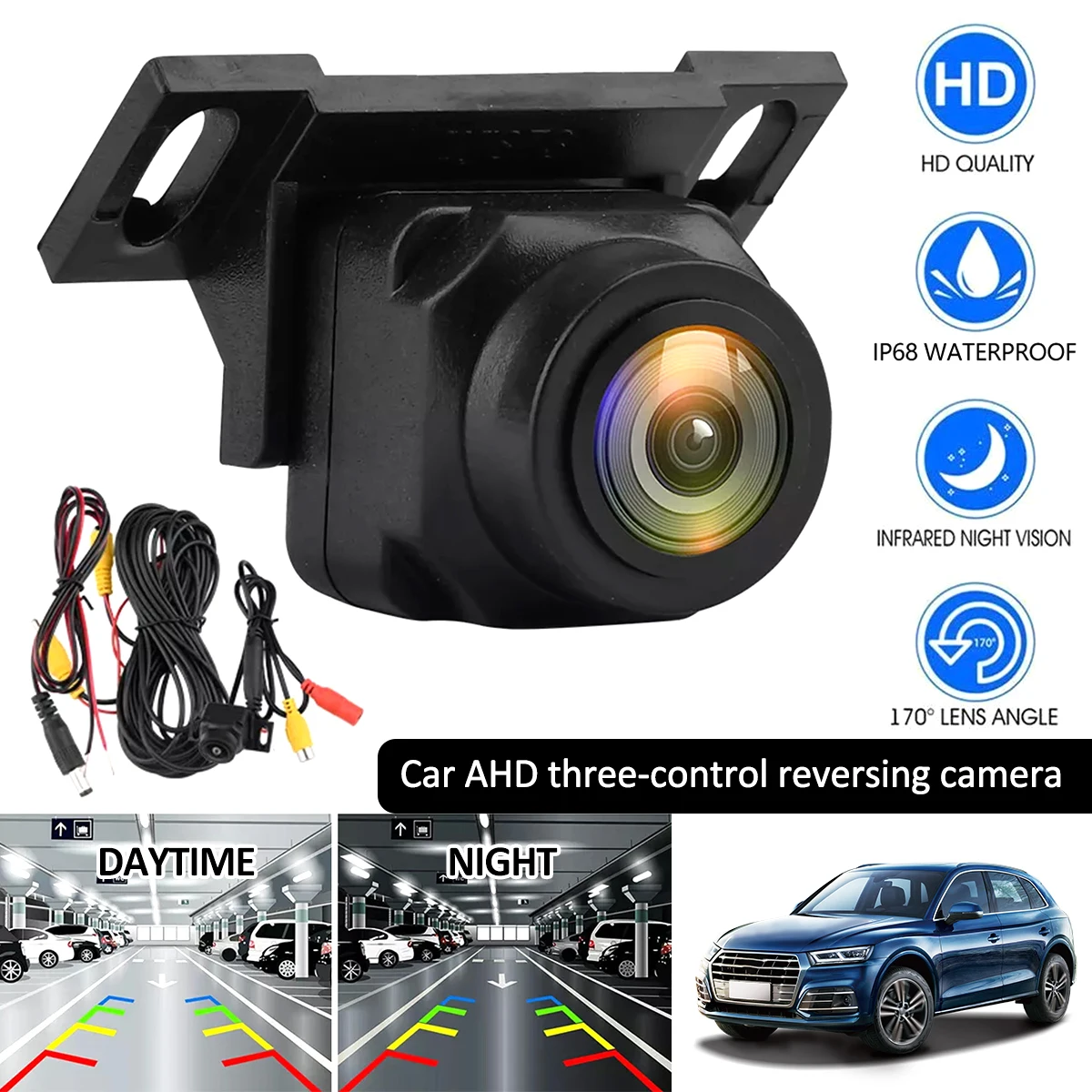 

Car Backup Camera Rear View Camera HD Night Vision Waterproof Reverse Camera 170° Wide View Adjustable for Cars SUV Trucks RV