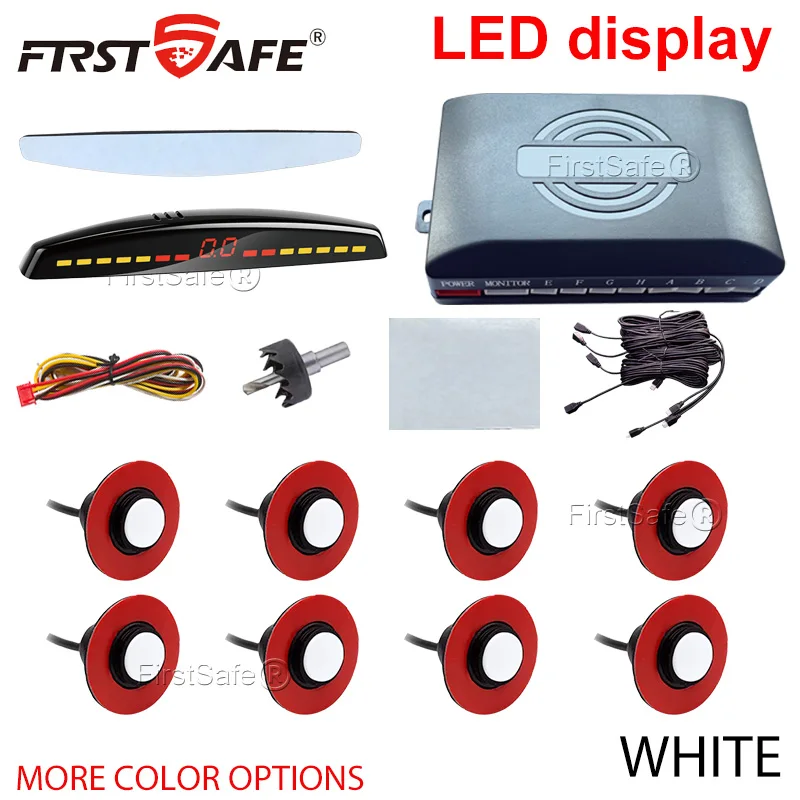 

Car mounted LED parking sensor kit, equipped with 4 16.5MM radars for precise digital display of obstacle distance warning