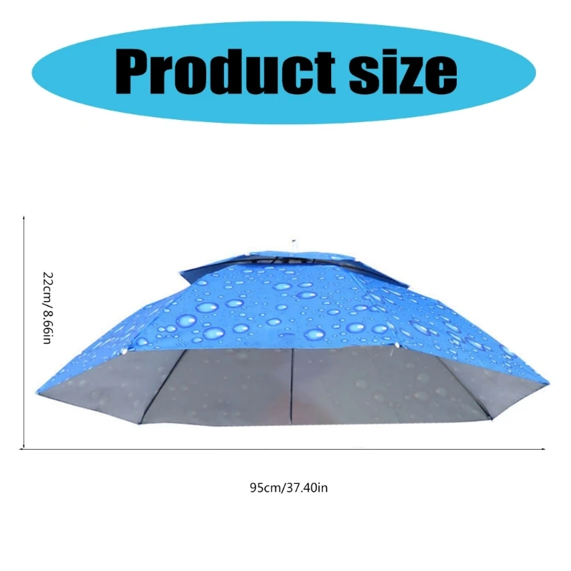 Umbrella Caps Folding Head Umbrella Rain Sun Hat with Headband, Fishing Camping Gardening Umbrella Folding Hat Umbrella